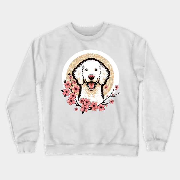 Curly-Coated Retriever Welcomes Spring with Cherry Blossoms Crewneck Sweatshirt by ArtRUs